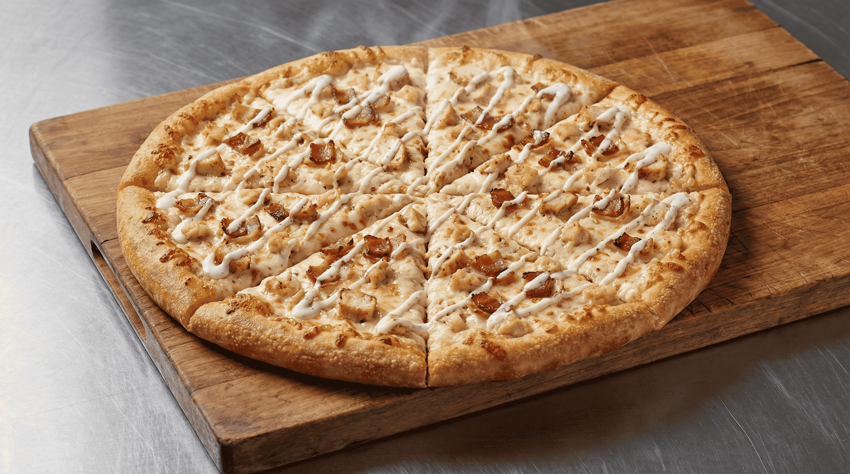 Johnny’s Chicken Bacon Ranch White Pizza (18-inch)